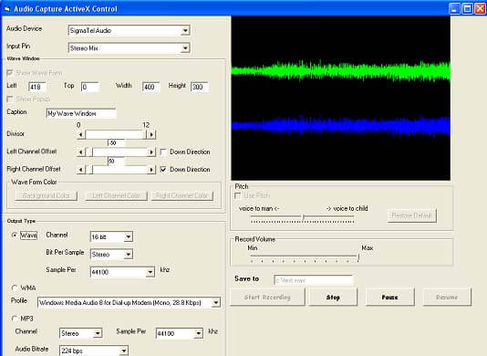 Windows 8 Audio Capture Pro ActiveX Control full